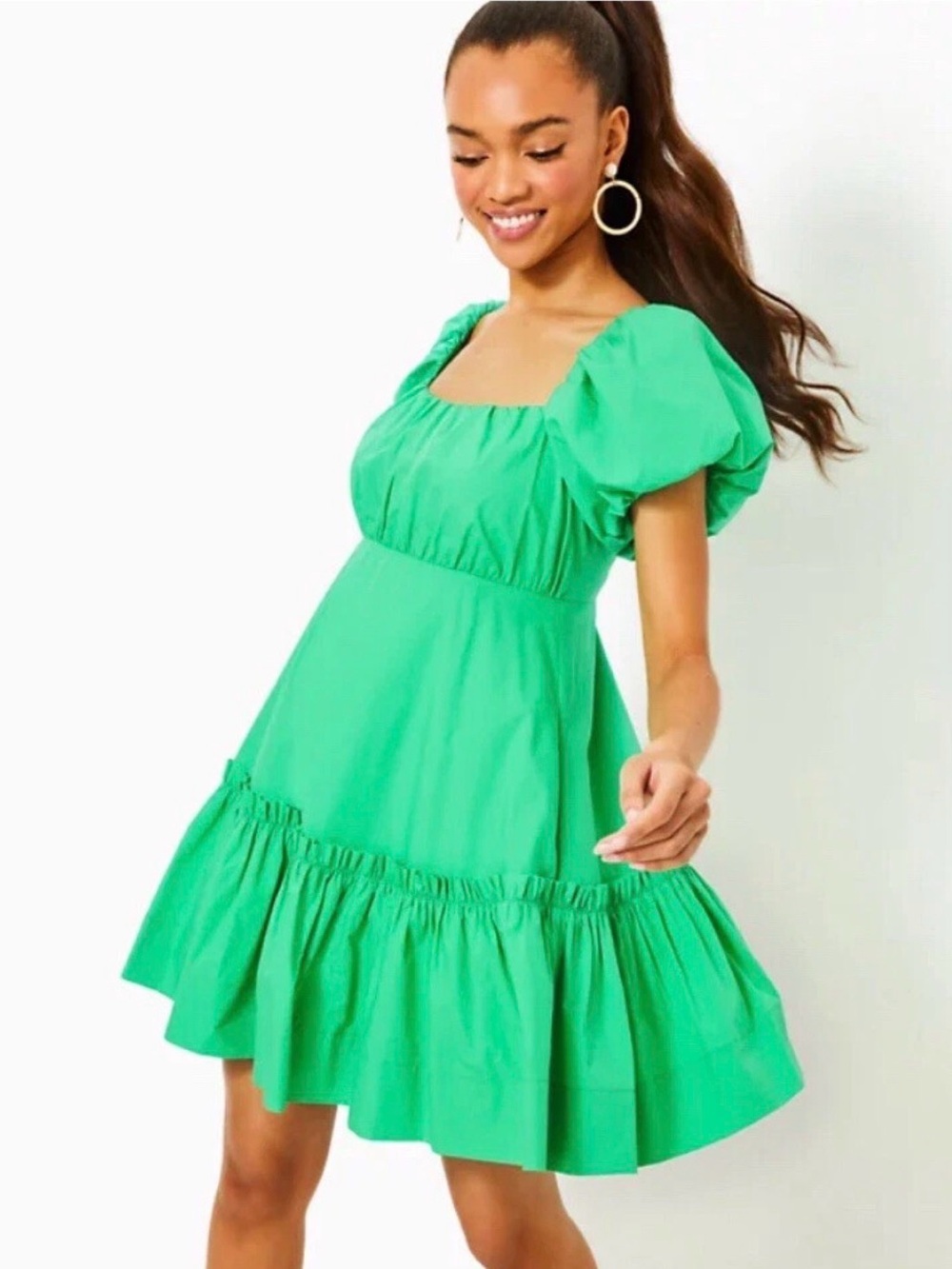 Lilly Pulitzer Nastia Short Sleeve Cotton Dress in Spearmint Green
